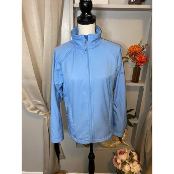 Columbia Sportswear Company size Medium Blue Logo Linnea Zip GUC Jacket Pockets - Picture 4 of 15
